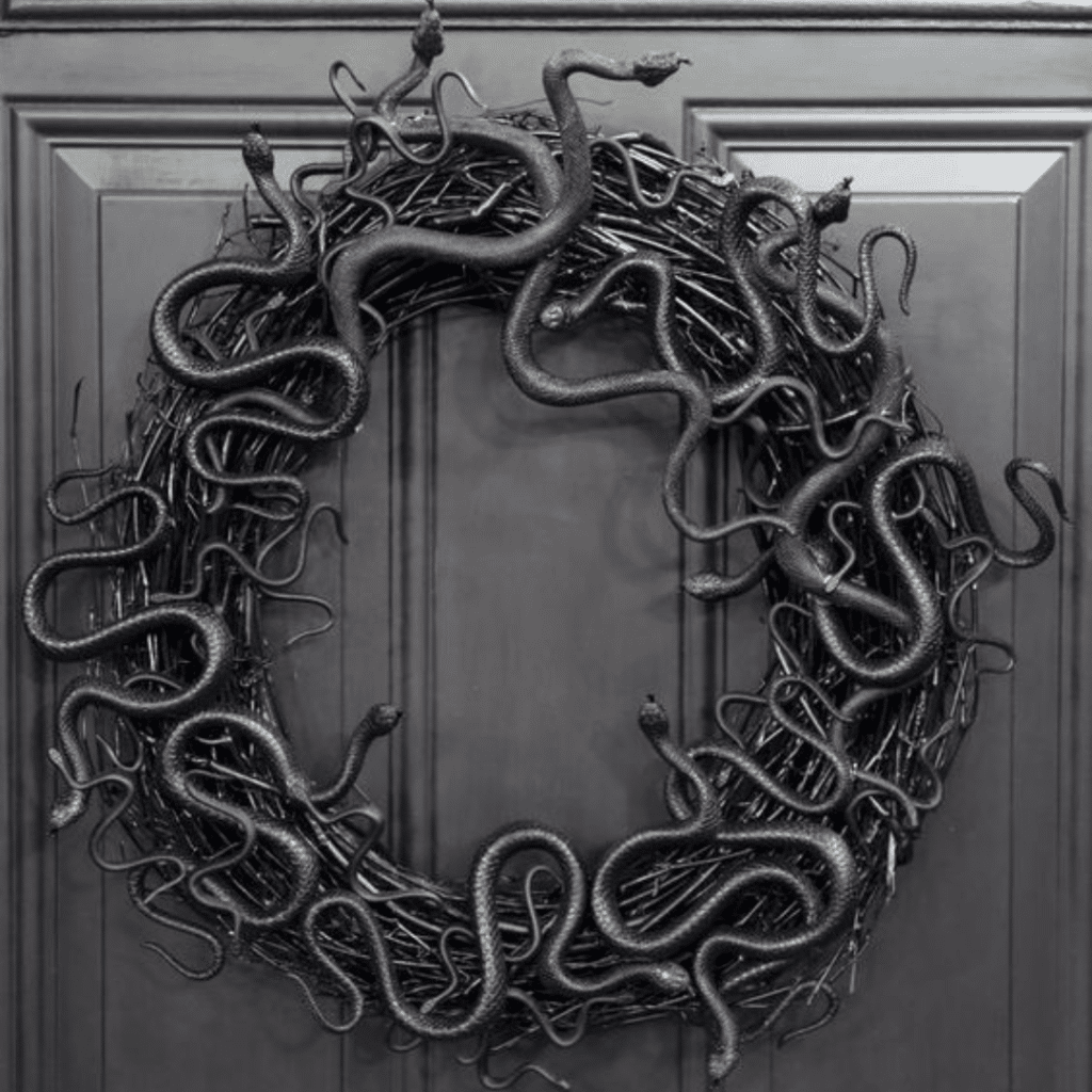 DIY Black Snake Wreath on Door